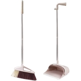 GOGA FASHION Plastic Broom and Dustpan with Long Handle Combo Set for Home and Office Broom and Dustpan Set Stand Up Broom Head and Dust Pan Combo