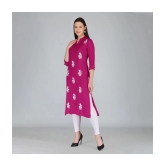 MAUKA - Pink Rayon Womens Straight Kurti ( Pack of 1 ) - None