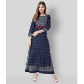 Tissu - Navy Blue Straight Cotton Women''s Stitched Salwar Suit ( Pack of 1 ) - XXL