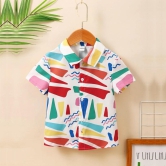 Venutaloza Boys Geometric Graphic Color-block Shirt For Boy.-6 Month to 12 Month