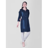 CEFALU - Blue Denim Women''s Straight Kurti ( Pack of 1 ) - None