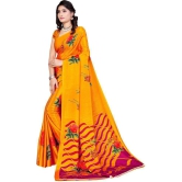 LEELAVATI - Yellow Crepe Saree With Blouse Piece ( Pack of 1 ) - Yellow