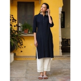 Juniper Rayon Solid Straight Womens Kurti - Navy Blue ( Pack of 1 ) - None