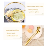 GEEO Gold Stainless Steel Dessert Spoon ( Pack of 4 ) - Gold