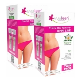 Everteen Natural Bikini Line Hair Remover Creme for Women, Twin Pack (50g + 50 g) Each (Pack of 2)