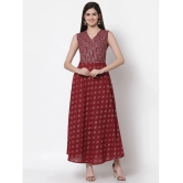 Kbz Cotton Maroon Fit And Flare Dress - Single - M