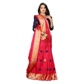 offline selection - Red Jacquard Saree With Blouse Piece (Pack of 1)