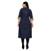 Rangrasiya - Blue Cotton Womens Straight Kurti ( Pack of 1 ) - XL