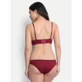 MRS QUEEN - Maroon Cotton Lycra Womens Bra & Panty Set ( Pack of 1 ) - None