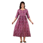 KASHVI Creation Women's Cotton Floral Printed Anarkali Maternity Breast Feeding Kurti-Pink