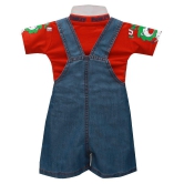 Zadmus Unisex Top and Dungaree Set Denim, Red   - 6-12 Months