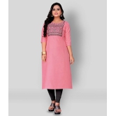 Rangrasiya - Pink Cotton Blend Womens Straight Kurti ( Pack of 1 ) - 3XL