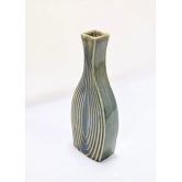 Khurja Pottery Flower Vase Pan Bottle Shape Green Colour Size 10 Inches