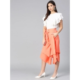 Women Off White & Peach-Coloured Ruffled Top with Layered Trousers