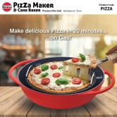 Hawkins Pressure Die-cast 30 cm Pizza Maker & Cake Baker with Glass Lid | Red