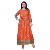 HAYA - Rust Rayon Womens Anarkali Kurti - S