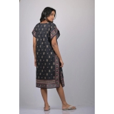 OWO THE LABEL Black Colour Floral Print Kaftan With Designer Border (OTL-KFTN-1001)-Black / S