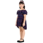 Naughty Ninos - Navy Cotton Girl's Asymmetric Dress ( Pack of 1 ) - None