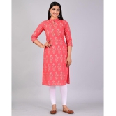 MAUKA Rayon Printed Straight Womens Kurti - Pink ( Pack of 1 ) - None