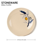 Reactive Handpainted Premium Ceramic 4 Small Plates | Quarter Plates | Stoneware | Microwave and Dishwasher Safe | Pack of 4 | Feather White