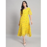 Curvydrobe Georgette Printed Full Length Womens Fit & Flare Dress - Yellow ( Pack of 1 ) - None