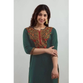 offline selection - Green Cotton Blend Women''s Straight Kurti ( Pack of 1 ) - None