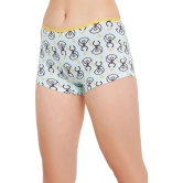 Clovia Blue Cotton Printed Womens Boy Shorts ( Pack of 1 ) - None