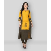 Vbuyz - Yellow Cotton Womens Front Slit Kurti ( Pack of 1 ) - M