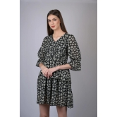 OWO THE LABEL Black star print fit & flare dress (OTL-DRS1003)-Black / M