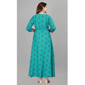 Smien - Turquoise Rayon Womens Flared Kurti ( Pack of 1 ) - None