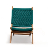 Orchid Homez Hand Woven Lounge Chair Folding Solid Wood Outdoor Chair (Natural) (Sea-Green)