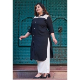 PrettyPlus by Desinoor.com Rayon Colorblock Shirt Style Womens Kurti - Black ( Pack of 1 ) - None