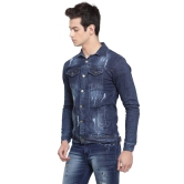 Rodamo Men Navy Blue Solid Denim Jacket