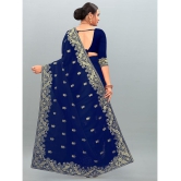 Om Shantam Sarees - Navy Blue Georgette Saree With Blouse Piece ( Pack of 1 ) - Navy Blue