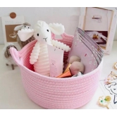 Cat Shape Rope Woven Storage Organiser Basket Set of 3-Pink