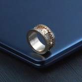 Inlaid stone inlaid with gypsophila diamond gear rotating men and women vibrato the same ring-Rose Gold / Number6