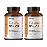 Nirvasa Salmon Fish Oil Softgel Capsule, enriched with Omega-3, 1000mg, EPA 180 mg (2 X 60 Caps)