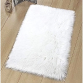 KATHIYAWADI  Sheepskin Rug | Fluffy Soft Faux Fox Fur for Bedroom Living Room Decor | Faux Fur Bedside Rug, Decorative Fur for Chair, Sofa, Bed,Room Decor, Rectangle (60x90 cm - 2x3 Feet - Mat, White)