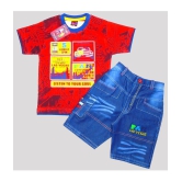 Wise Guys - Red Cotton Boys T-Shirt & Shorts ( Pack of 1 ) - None