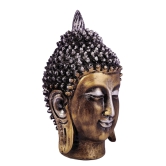 COPPERHOARD Gold Colour Resin Buddha Long Head Statue Showpiece for Home & Office Decor, Gifting Decorative Statue