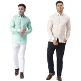 KLOSET By RIAG 100% Cotton Regular Fit Self Design Full Sleeves Men's Casual Shirt - White ( Pack of 2 ) - None