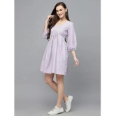 Stylum Cotton Blend Striped Above Knee Womens Fit & Flare Dress - Lavender ( Pack of 1 ) - None