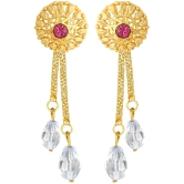 Vighnaharta Golden Drop Earrings ( Pack of 1 ) - Golden