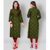 Vbuyz - Green Rayon Womens Front Slit Kurti ( Pack of 1 ) - XL