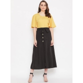 Women Yellow & Black Solid Top with Skirt