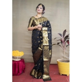 OFLINE SELCTION Banarasi Silk Woven Saree With Blouse Piece - Black ( Pack of 1 ) - Black