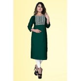 haya fashion - Green Rayon Women's Straight Kurti ( Pack of 1 ) - None