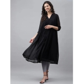 Janasya Chiffon Self Design Flared Womens Kurti - Black ( Pack of 1 ) - None