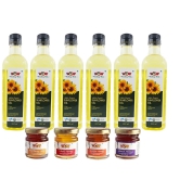 WOW Cooking Oils Certified Organic Virgin Cold Pressed Sunflower Cooking Oil 925 ml x 6 Combo with Free 4 Varieties Raw Forest Honey 55G