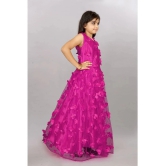 A TO Z CART Fluorescent Pink Net Girls Gown ( Pack of 1 ) - None